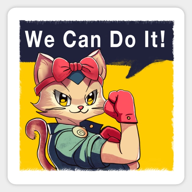 Rosie The Riveter - Cat Sticker by CreativeSage
